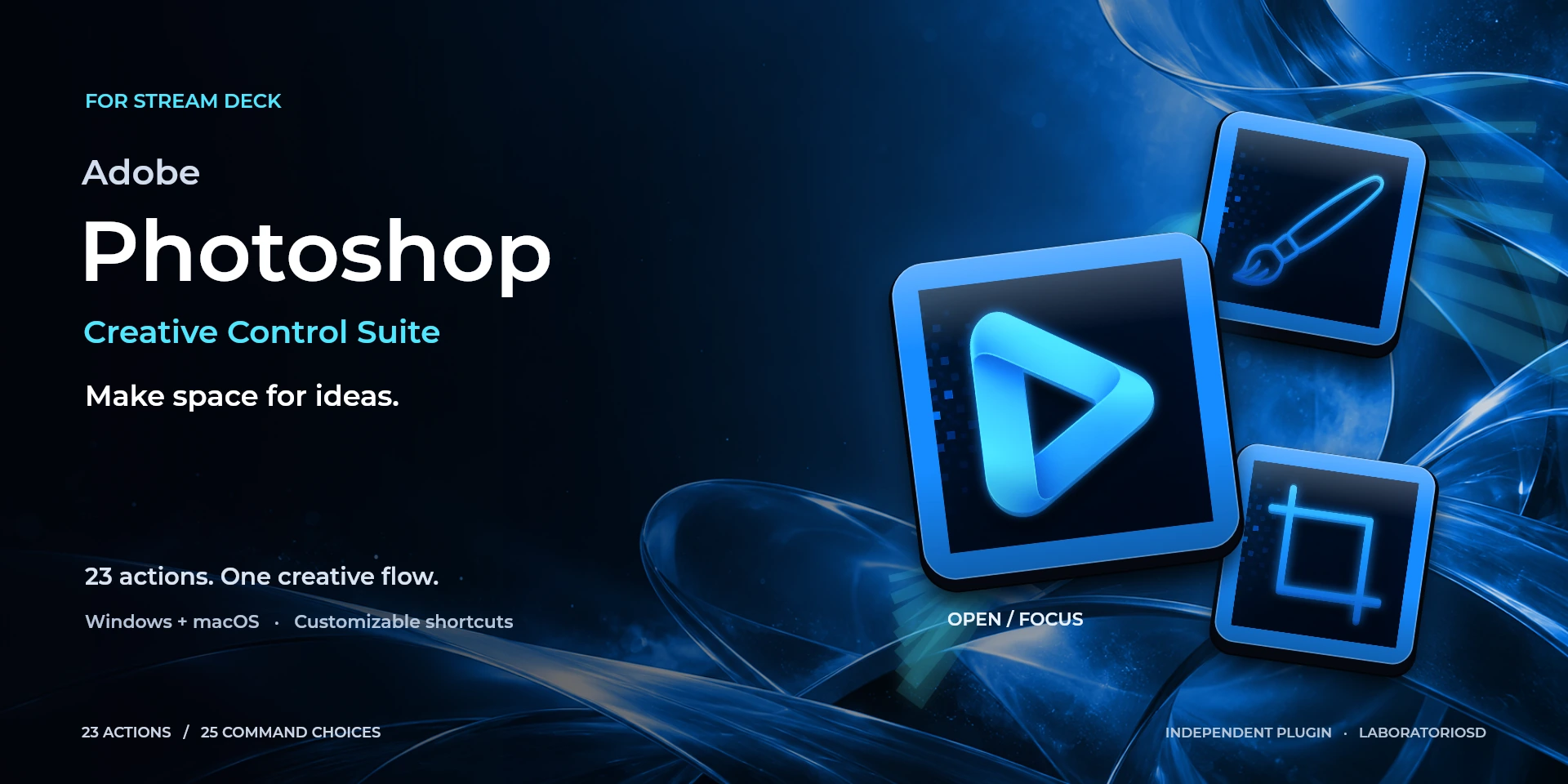 Presentación aprobada de Adobe Photoshop Creative Control Suite; texto de la imagen en inglés.