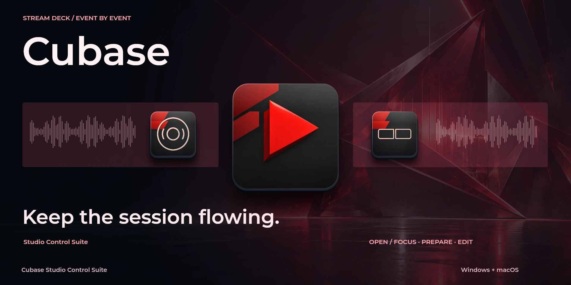 Presentación aprobada de Cubase Studio Control Suite; texto de la imagen en inglés.