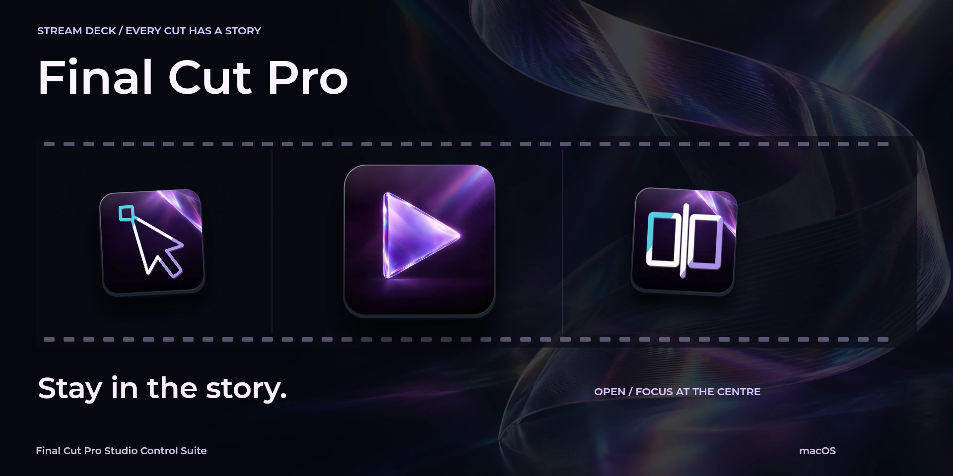 Presentación aprobada de Final Cut Pro Studio Control Suite; texto de la imagen en inglés.