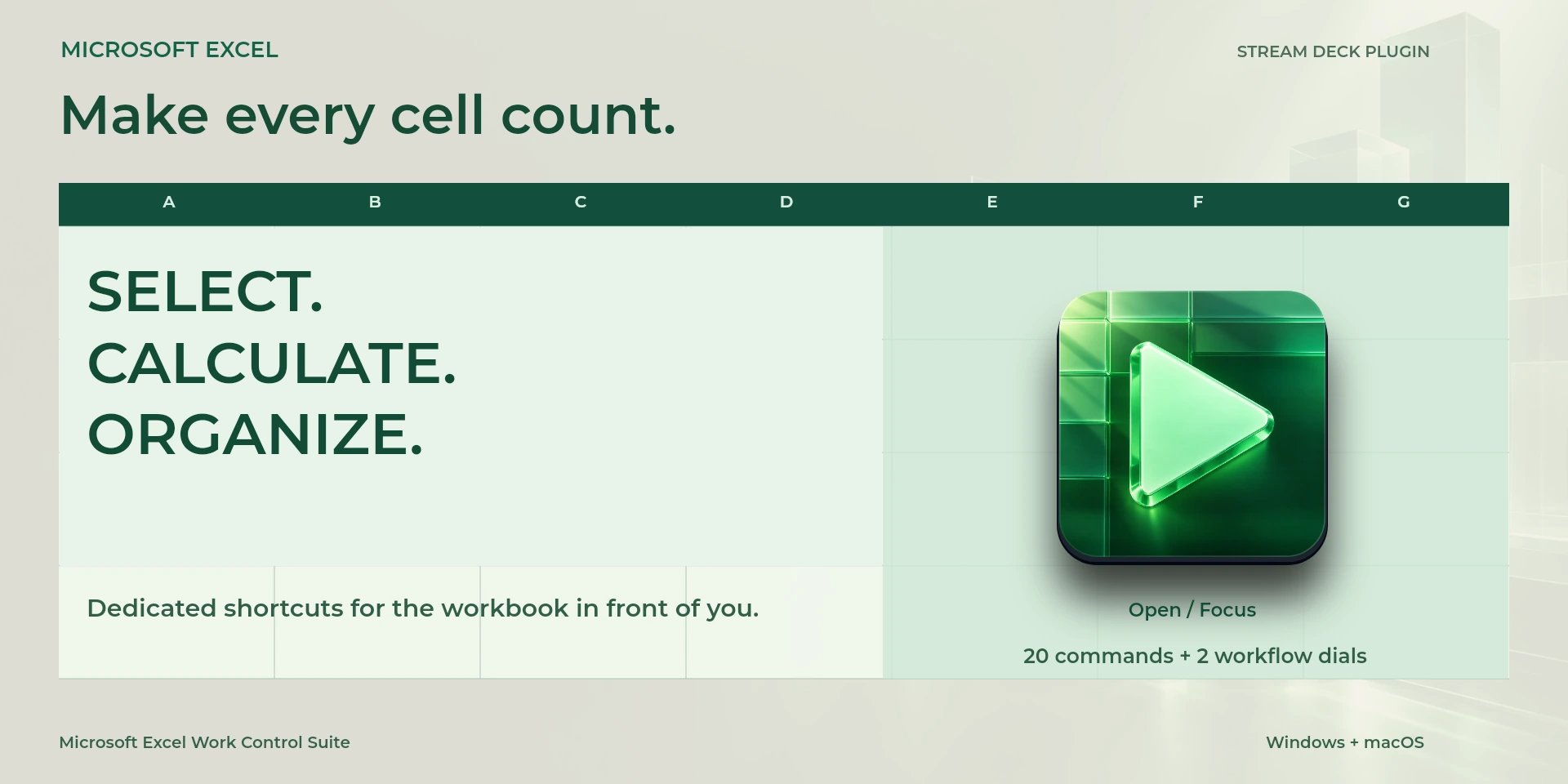 Presentación aprobada de Microsoft Excel Work Control Suite; texto de la imagen en inglés.
